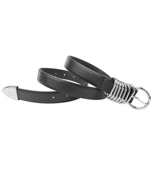 Multi Ring Metal Buckle Leather Belt Unisex Denim Waist Belt