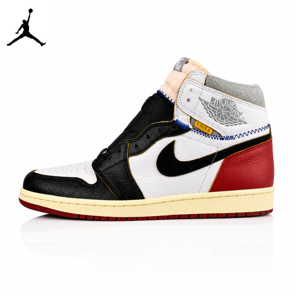 Air Jordan 1 High Black, White, and Red Unisex Sneakers BV1300-106