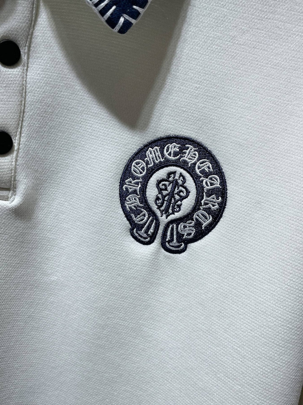 Chrome Hearts Ivory Contrast-Collar Polo Shirt