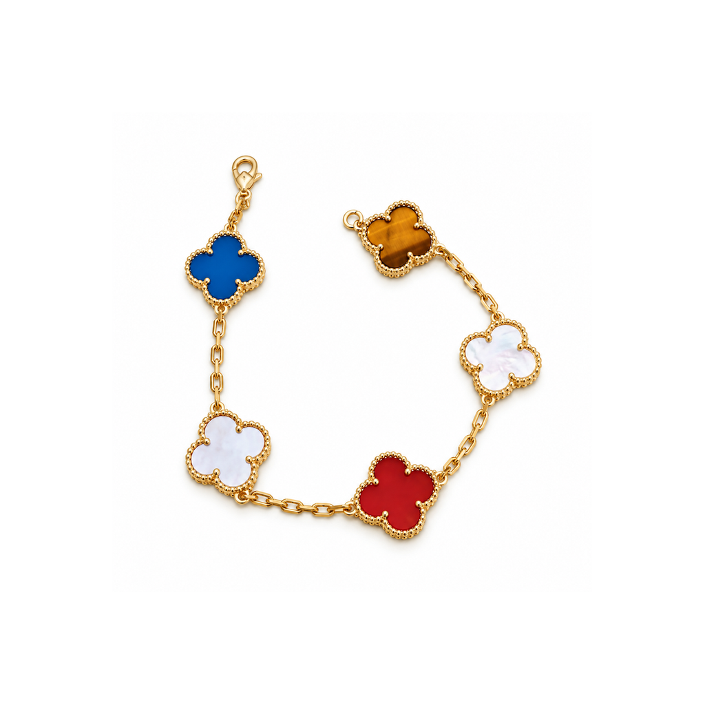 Van Cleef & Arpels-Style Rainbow Clover Bracelet