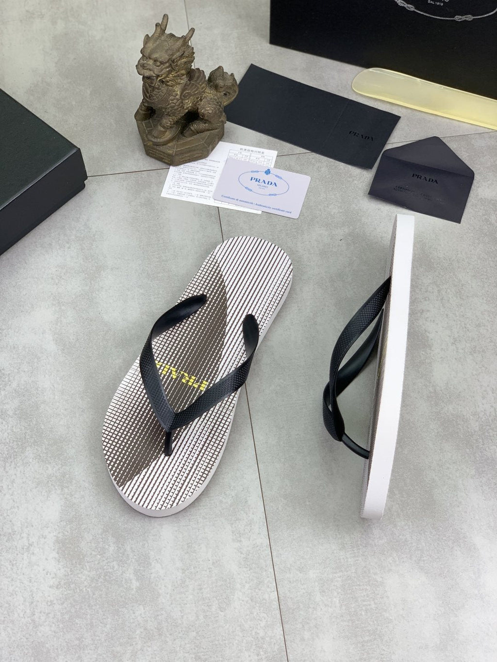 Prada Striped Thong Flip-Flops