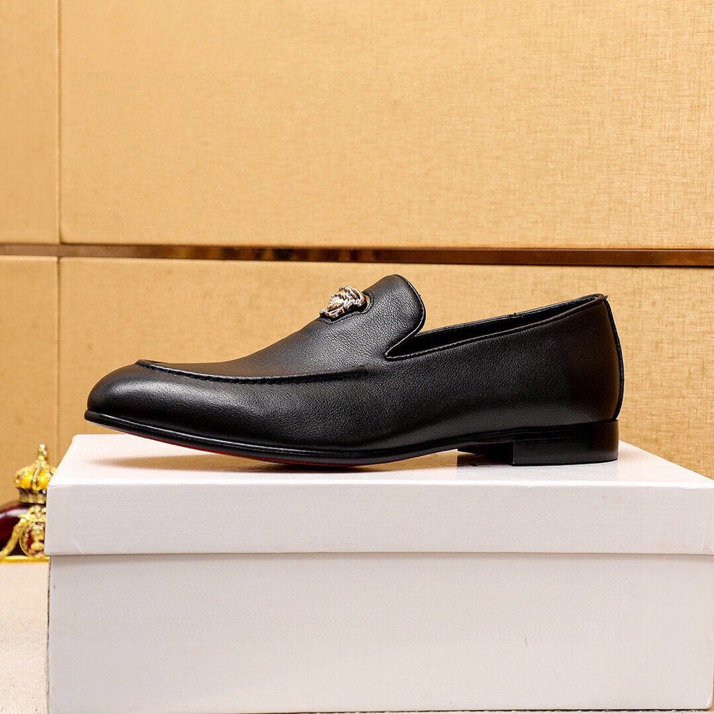 Versace Black Medallion Slip-On Shoes