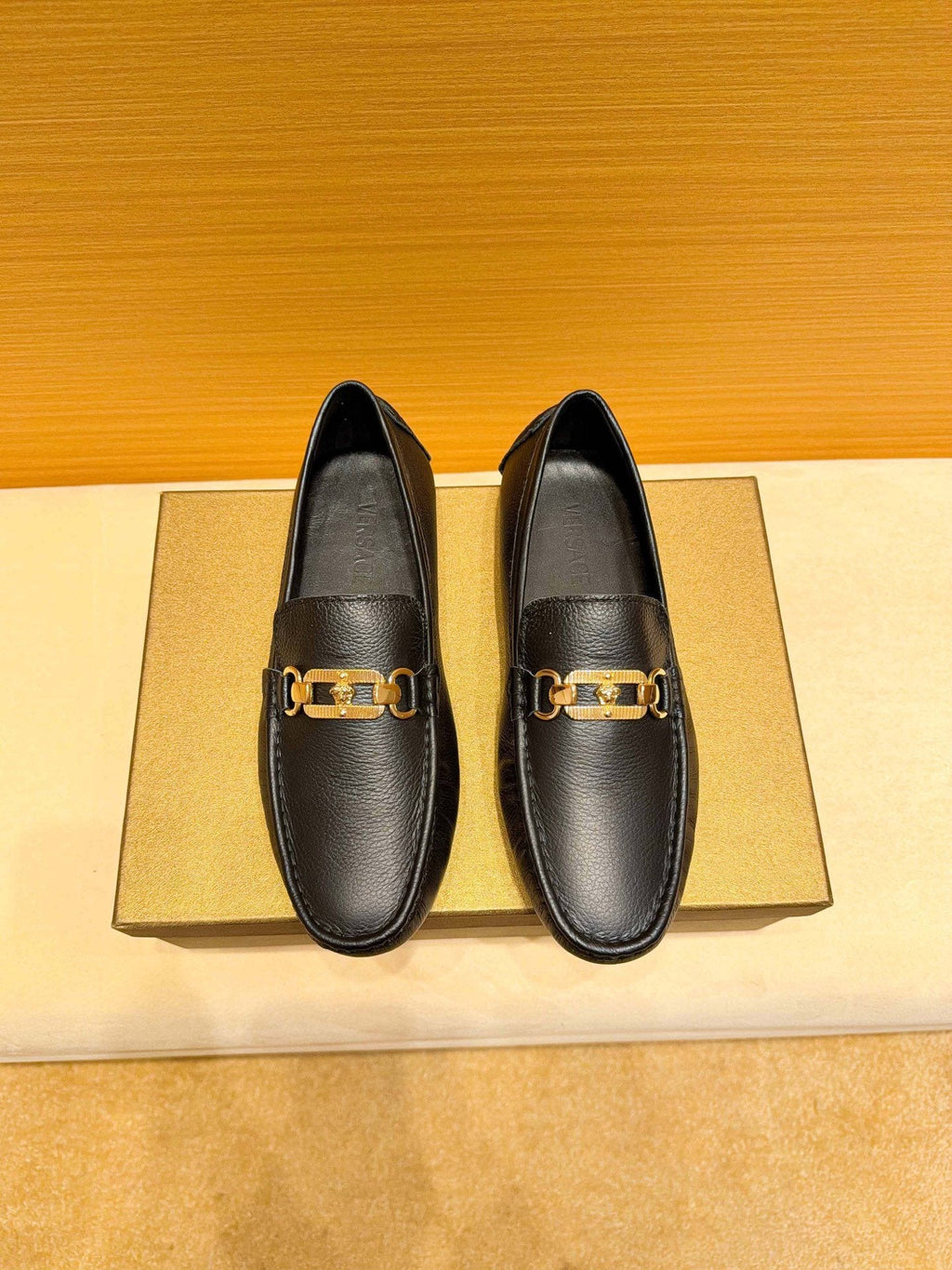 Versace Men's Black Textured Hardware Loafers