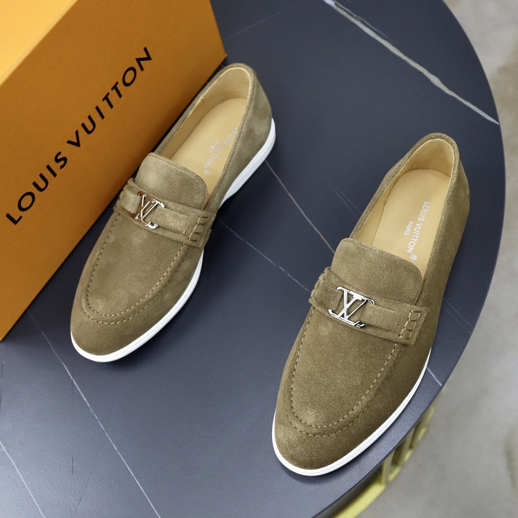 Louis Vuitton Men's Suede-Like Metal Hardware Loafers